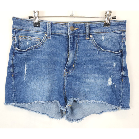H&M Pants - H&M Denim Shorts Cut Off Frayed Hem Women 8 / 2.5 Blue Hot Pants Beach Summer